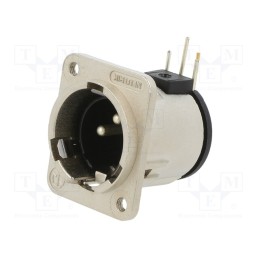 1 pcs x NEUTRIK - NC3MDM3-H - Socket, XLR, male, PIN: 3, angled 90°, THT, silver, 6A, 19x24mm