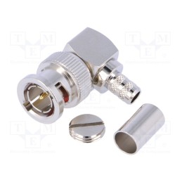 1 pcs x AMPHENOL RF - B1112A1-ND3G-3-75 - Plug, BNC, male, angled 90°, 75Ω, crimped, for cable, POM