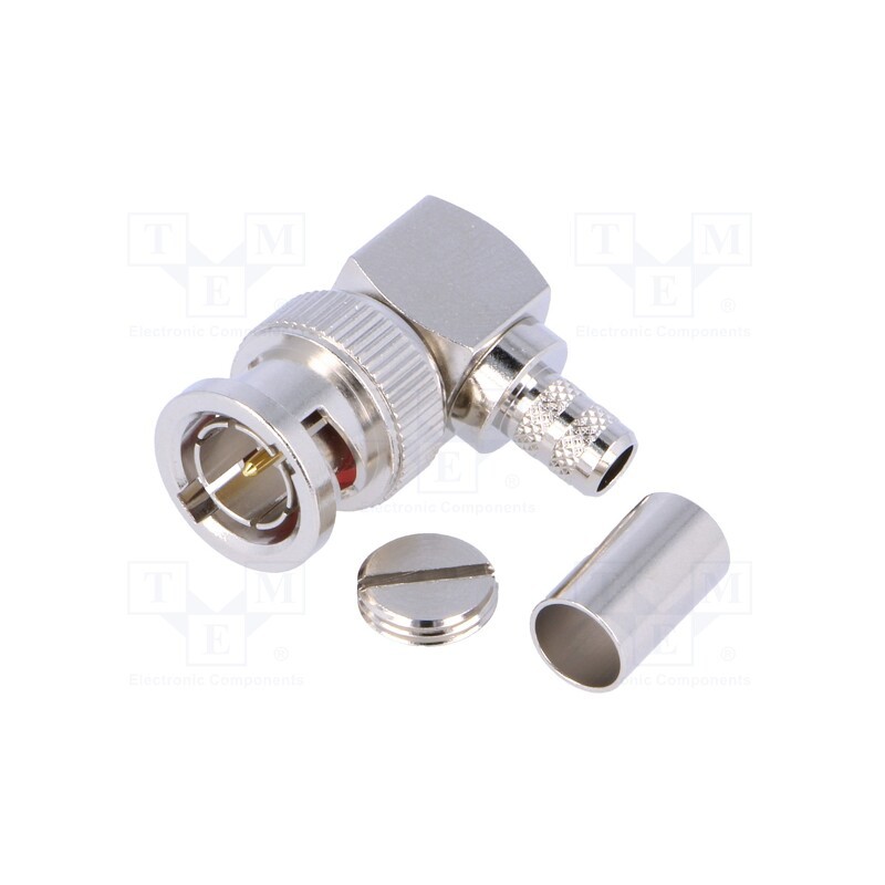 1 pcs x AMPHENOL RF - B1112A1-ND3G-3-75 - Plug, BNC, male, angled 90°, 75Ω, crimped, for cable, POM