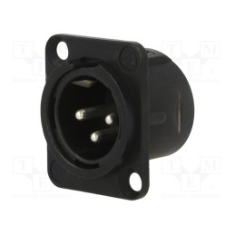 1 pcs x NEUTRIK - NC3MD-L-BAG-1 - Socket, XLR, male, PIN: 3, straight, soldering, black, 16A, 19x24mm