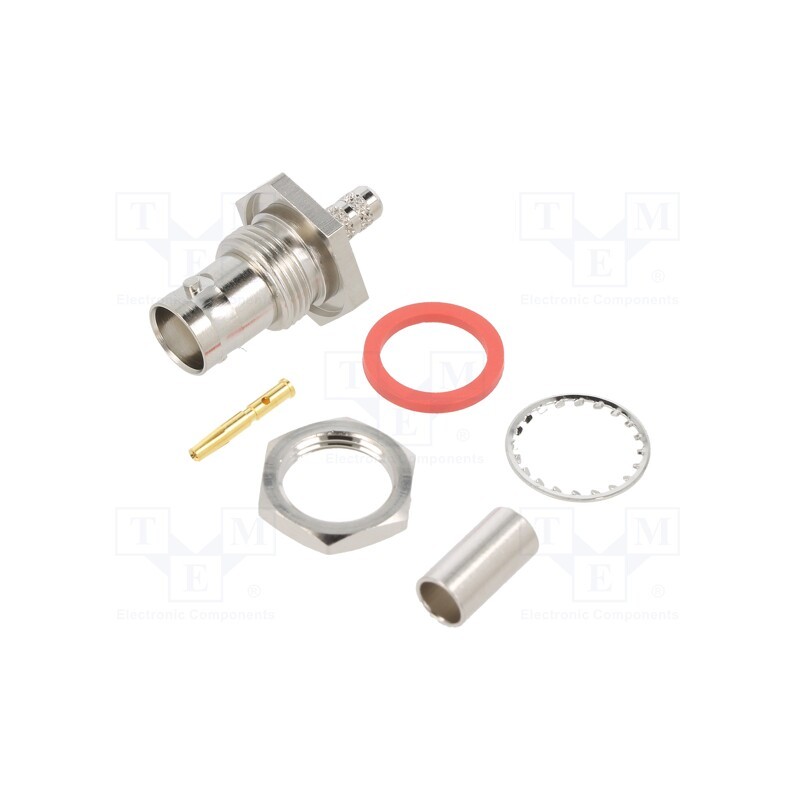 1 pcs x AMPHENOL RF - 112202 - Socket, BNC, female, straight, 50Ω, crimped, PTFE, gold-plated