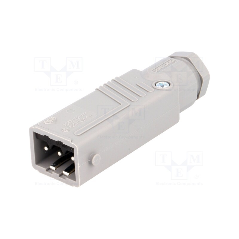 1 pcs x HIRSCHMANN - 932143106 STAS 3 N GRAU - Connector: rectangular, ST, plug, male, PIN: 3, tinned, IP54, 16A