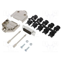 1 pcs x Amphenol Communications Solutions - L17DTPK-M-15+L717SDA15P - D-Sub, PIN: 15, male, straight, soldering, for cable, gold