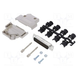 1 pcs x Amphenol Communications Solutions - L17D45PK-M-25+L717SDB25P - D-Sub, PIN: 25, male, angled 45°, soldering, for cable, g