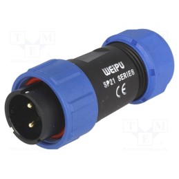 1 pcs x WEIPU - SP2110/P2II-1N - Plug, SP21, male, PIN: 2, IP68, 7÷12mm, 30A, soldering, for cable