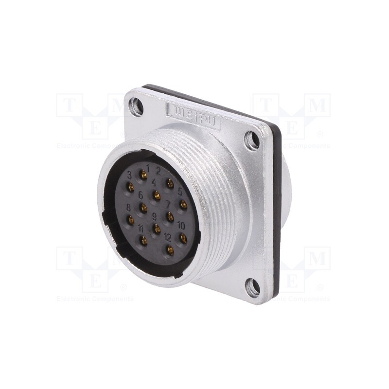 1 pcs x WEIPU - WS24K12ZZ1 - Socket, WS, female, PIN: 12, flange (4 holes),for panel mounting