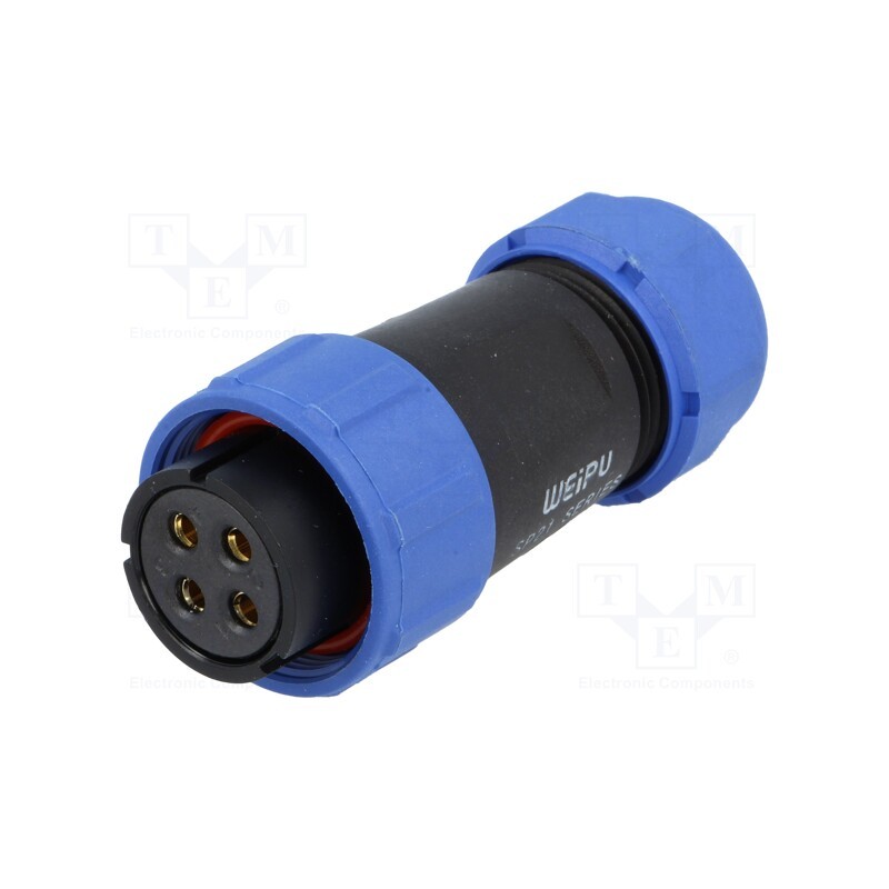 1 pcs x WEIPU - SP2110/S4II-1N - Plug, SP21, female, PIN: 4, IP68, 7÷12mm, 30A, soldering, for cable