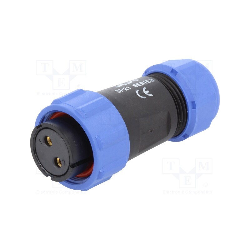1 pcs x WEIPU - SP2110/S2I-1N - Plug, SP21, female, PIN: 2, IP68, 4.5÷7mm, 30A, soldering, for cable