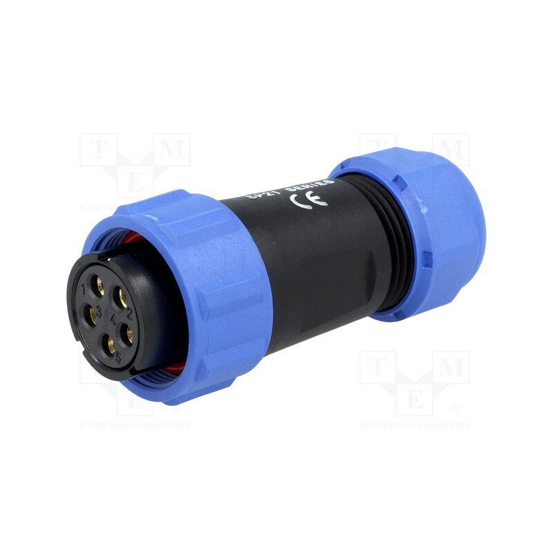 1 pcs x WEIPU - SP2110/S5II-1N - Plug, SP21, female, PIN: 5, IP68, 7÷12mm, 30A, soldering, for cable