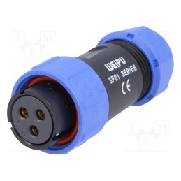 1 pcs x WEIPU - SP2110/S3II-1N - Plug, SP21, female, PIN: 3, IP68, 7÷12mm, 30A, soldering, for cable