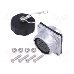 1 pcs x WEIPU - WS24K10ZZ1 - Socket, WS, female, PIN: 10, flange (4 holes),for panel mounting