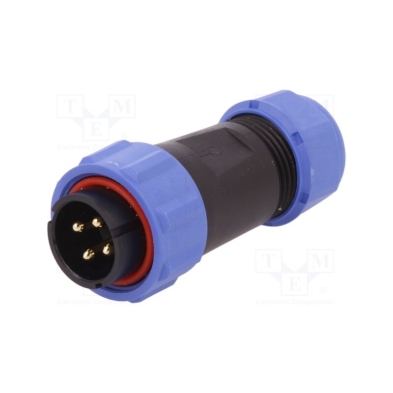 1 pcs x WEIPU - SP2110/P4I-1N - Plug, SP21, male, PIN: 4, IP68, 4.5÷7mm, 30A, soldering, for cable