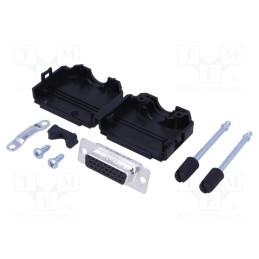 1 pcs x Amphenol Communications Solutions - L17DPPK15-BK+L77HDA26S - D-Sub HD, PIN: 26, female, straight, soldering, for cable, 