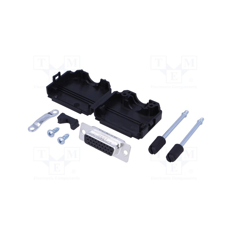 1 pcs x Amphenol Communications Solutions - L17DPPK15-BK+L77HDA26S - D-Sub HD, PIN: 26, female, straight, soldering, for cable, 