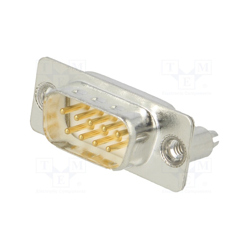 1 pcs x Deltron AG - DTS09PY/2M86UN - D-Sub, PIN: 9, socket, male, on PCBs,PCB snap, straight, THT