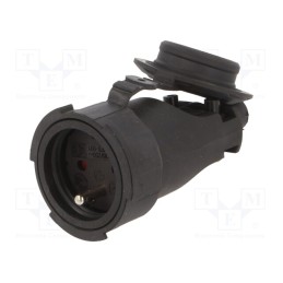 1 pcs x PAWBOL - D.3149 - Connector: AC supply, female, socket, 2P+PE, 250VAC, 16A, black