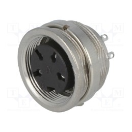 1 pcs x AMPHENOL - T3303000U - Connector: M16, socket, female, soldering, PIN: 4, 5A, 300V, IP40