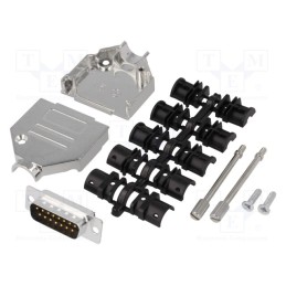 1 pcs x ENCITECH - DTZK15-DMP-K - D-Sub, PIN: 15, plug, male, soldering, for cable, black