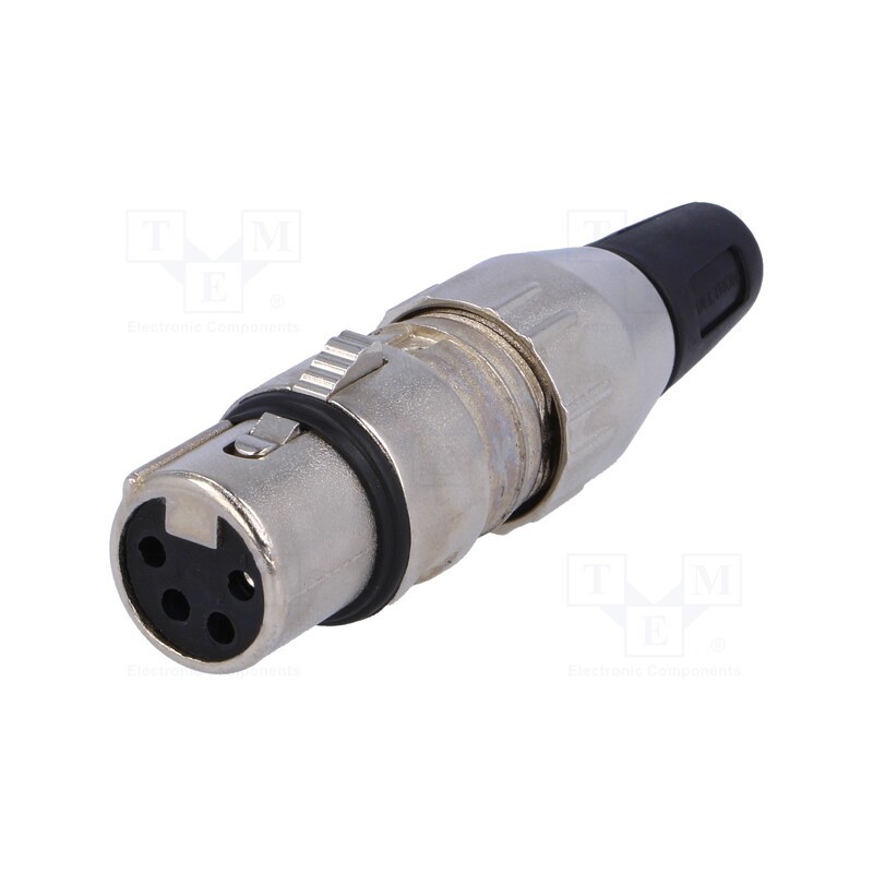 1 pcs x DELTRON - 700-0400 - Plug, XLR, female, PIN: 4, straight, for cable, soldering, 50V, 10A