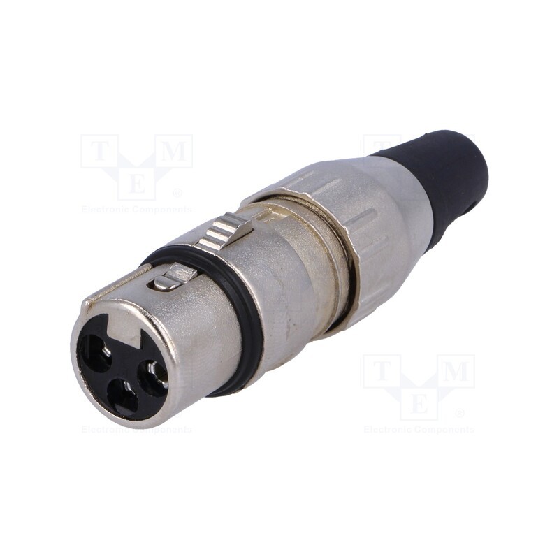 1 pcs x DELTRON - 700-0300 - Plug, XLR, female, PIN: 3, straight, for cable, soldering, 50V, 15A