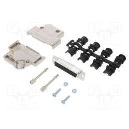 1 pcs x Amphenol Communications Solutions - L17D45PK-M-25+L77SDB25S - D-Sub, PIN: 25, female, angled 45°, soldering, for cable, 