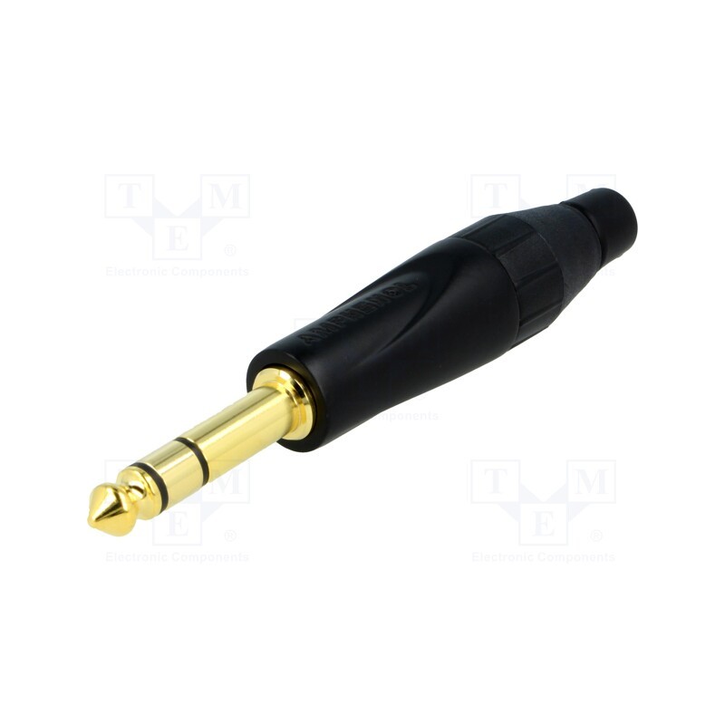 1 pcs x AMPHENOL - TS3PB-AU - Plug, Jack 6,3mm, male, stereo, ways: 3, straight, for cable, black