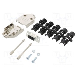 1 pcs x Amphenol Communications Solutions - L17DTPK-M-09+L77HDE15S - D-Sub HD, PIN: 15, female, straight, soldering, for cable, 