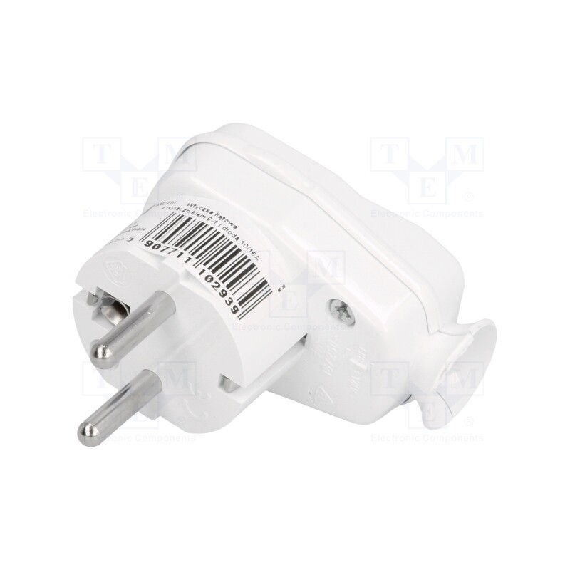 1 pcs x PCE - 9002216 - Connector: AC supply, male, plug, 2P+PE, 250VAC, 16A, white, PIN: 3