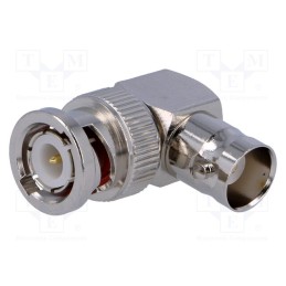 1 pcs x AMPHENOL RF - B5072A1-ND3G-50 - Coupler, BNC socket,BNC plug, angled 90°, 50Ω, POM, gold-plated