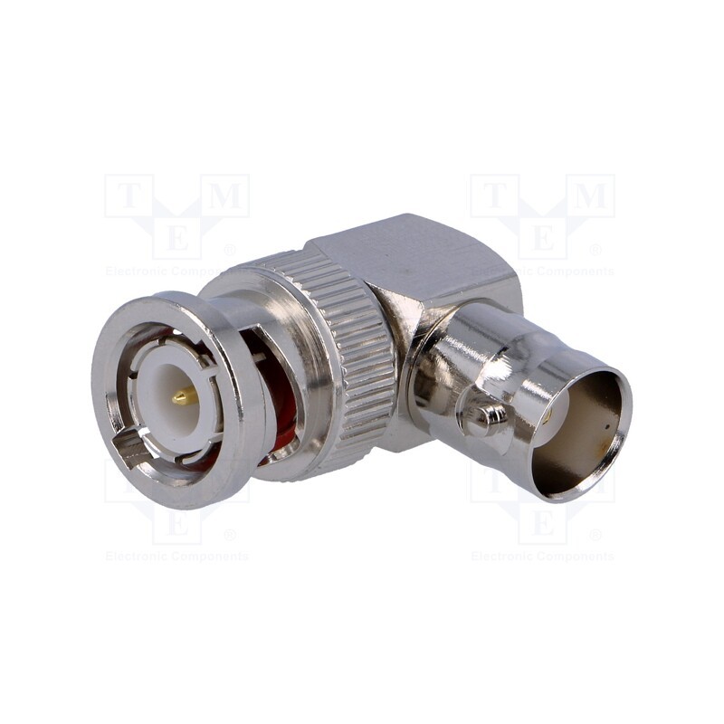 1 pcs x AMPHENOL RF - B5072A1-ND3G-50 - Coupler, BNC socket,BNC plug, angled 90°, 50Ω, POM, gold-plated