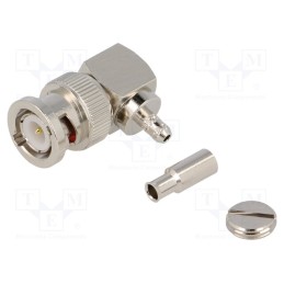 1 pcs x AMPHENOL RF - B1112E1-ND3G-5-50 - Plug, BNC, male, angled 90°, 50Ω, crimped, for cable, POM
