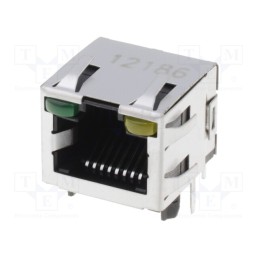 1 pcs x TE Connectivity - 2-406549-4 - Socket, RJ45, PIN: 8, Cat: 5, shielded,with LED, Layout: 8p8c, THT