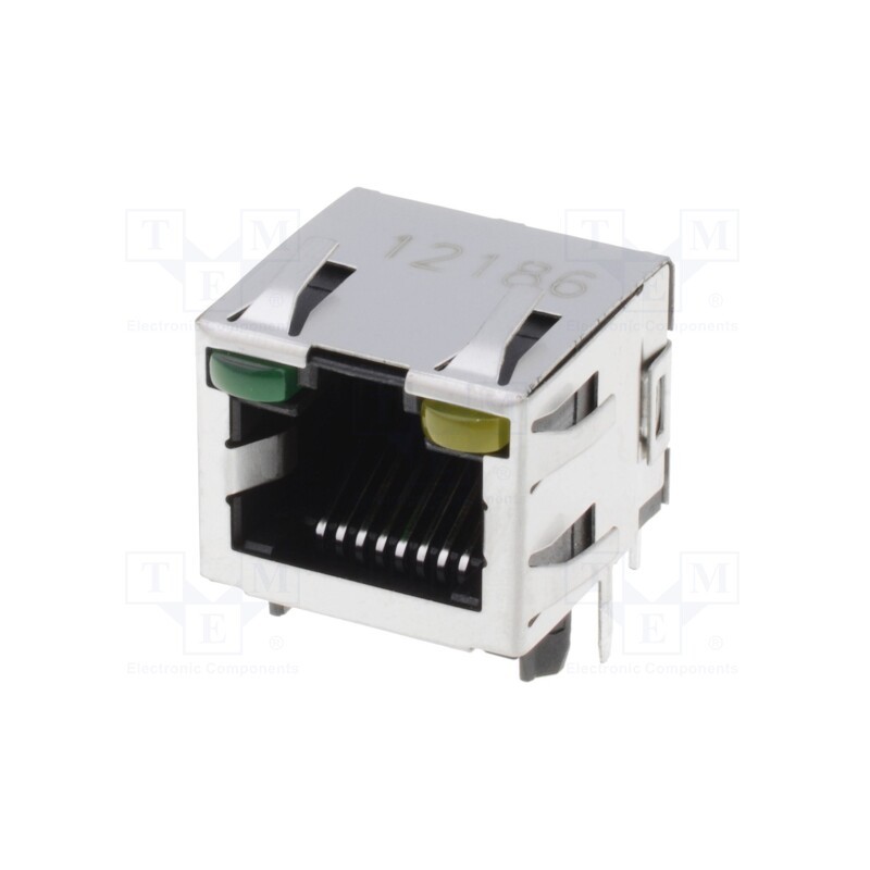 1 pcs x TE Connectivity - 2-406549-4 - Socket, RJ45, PIN: 8, Cat: 5, shielded,with LED, Layout: 8p8c, THT
