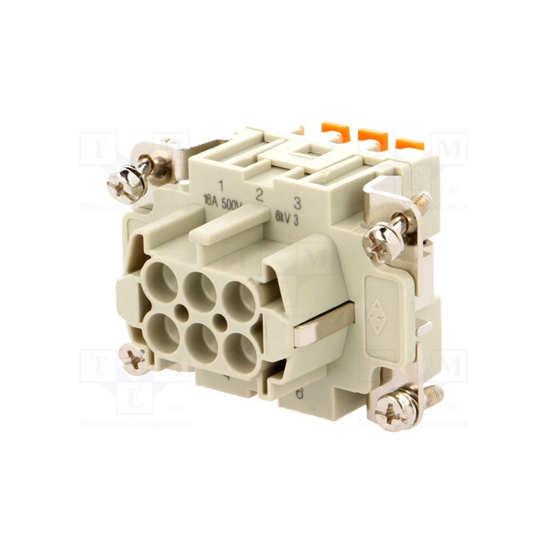 1 pcs x ILME - CSHF 06 - Connector: HDC, contact insert, female, CSH, PIN: 6, 6+PE, 16A, 600V