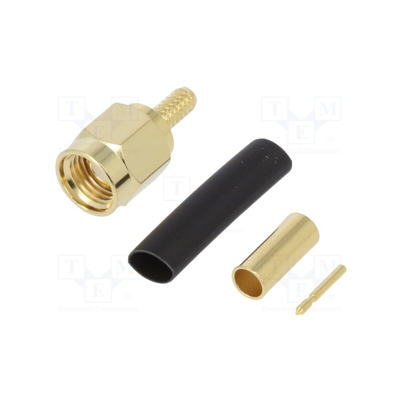 1 pcs x AMPHENOL RF - 132114 - Plug, SMA, male, straight, 50Ω, soldering,crimped, for cable, PTFE