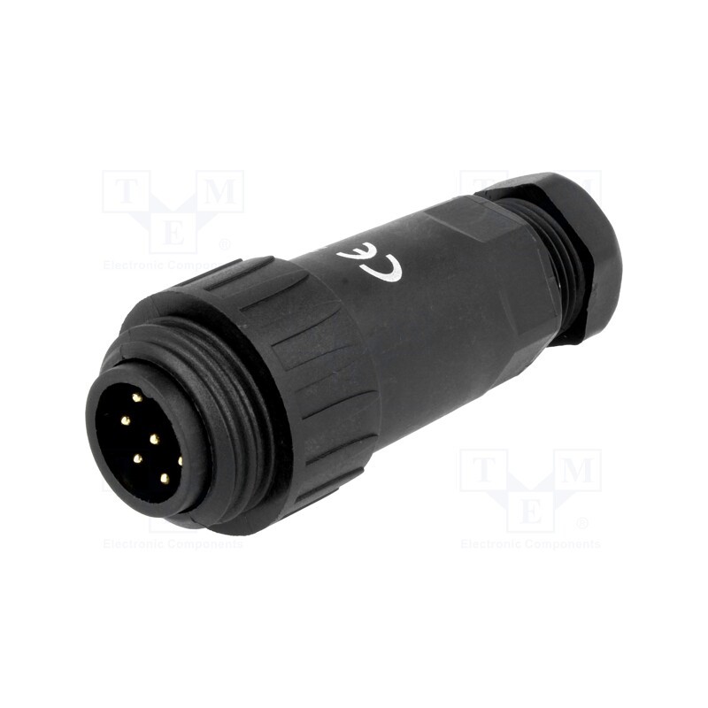 1 pcs x WEIPU - WA22J7TE1-6MM - Plug, WA22, male, PIN: 7, 6+PE, IP67, 5÷6.5mm, 10A, soldering, 250V
