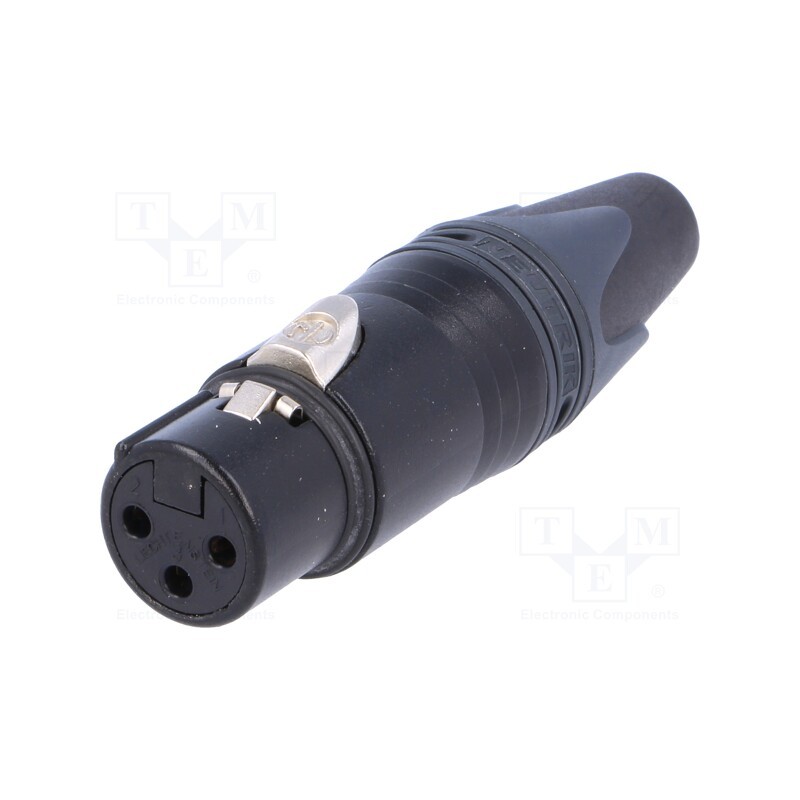 1 pcs x NEUTRIK - NC3FXX-B - Plug, XLR, female, PIN: 3, straight, for cable, soldering, 16A, 14AWG