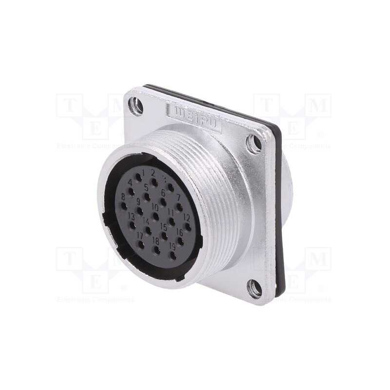 1 pcs x WEIPU - WS24K19ZZ1 - Socket, WS, female, PIN: 19, flange (4 holes),for panel mounting