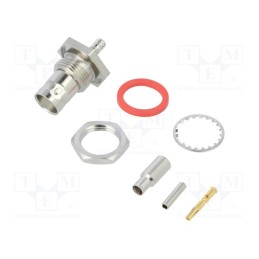 1 pcs x AMPHENOL RF - 112517 - Socket, BNC, female, straight, 50Ω, crimped, POM, gold-plated