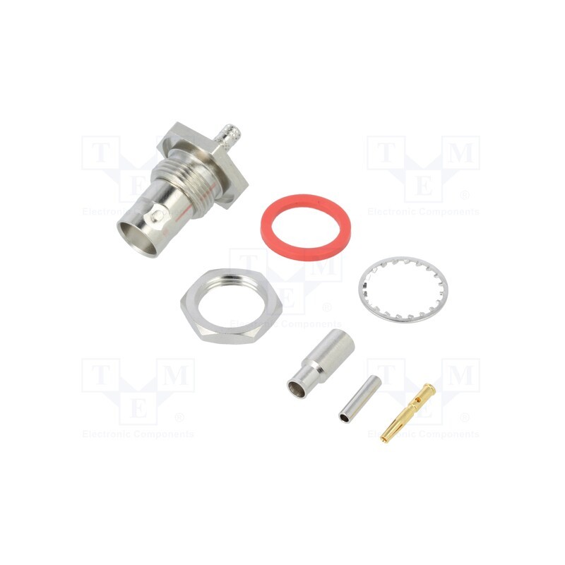 1 pcs x AMPHENOL RF - 112517 - Socket, BNC, female, straight, 50Ω, crimped, POM, gold-plated