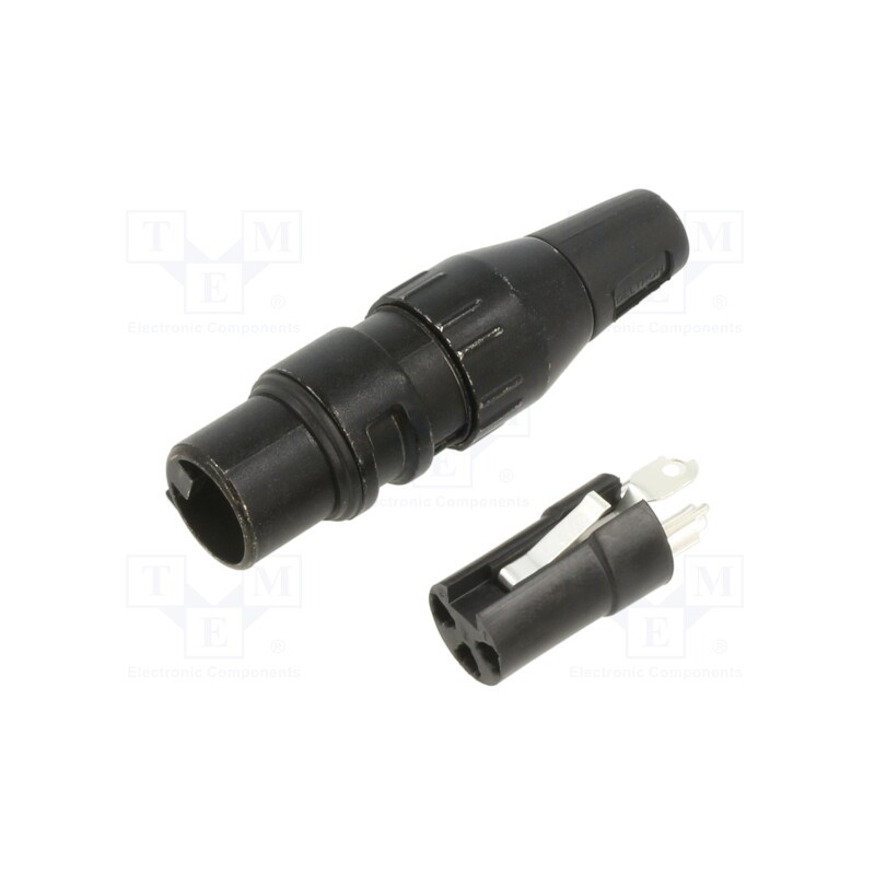 1 pcs x DELTRON - 708-0300 - Plug, XLR, female, PIN: 3, straight, for cable, soldering, 50V, 15A