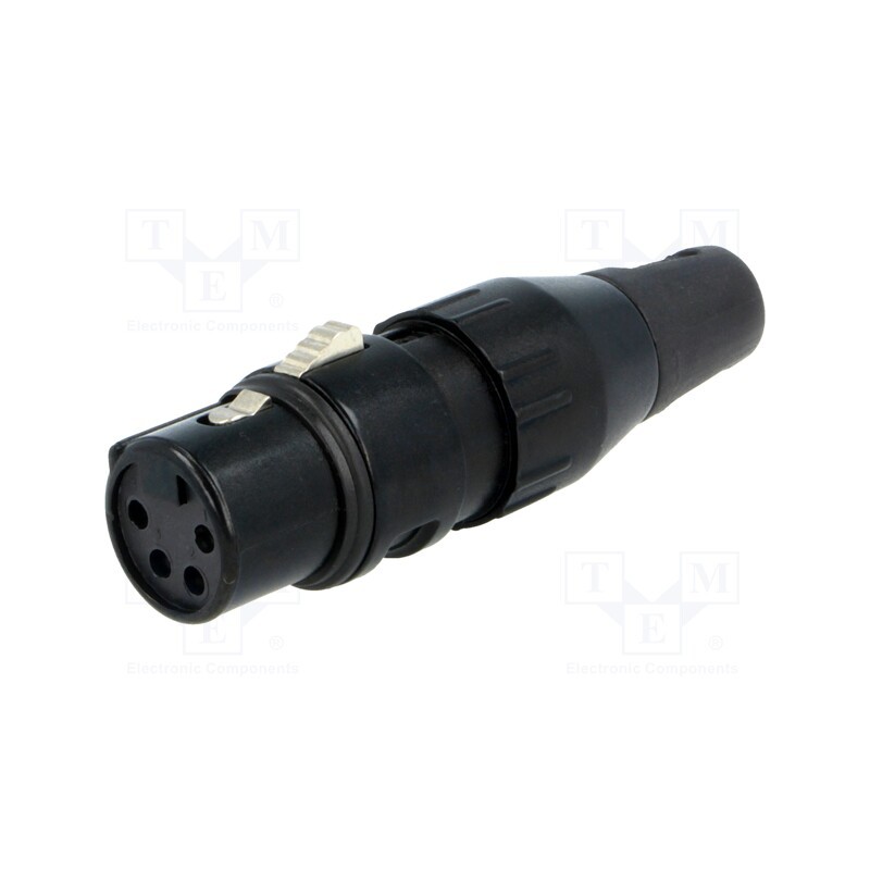 1 pcs x DELTRON - 708-0400 - Plug, XLR, female, PIN: 4, straight, for cable, soldering, 50V, 10A