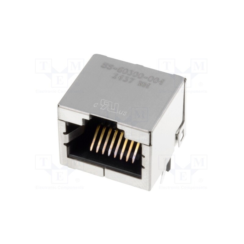 1 pcs x BEL FUSE - SS-60300-004 - Socket, RJ45, PIN: 8, Cat: 6a, shielded, Layout: 8p8c, on PCBs, THT