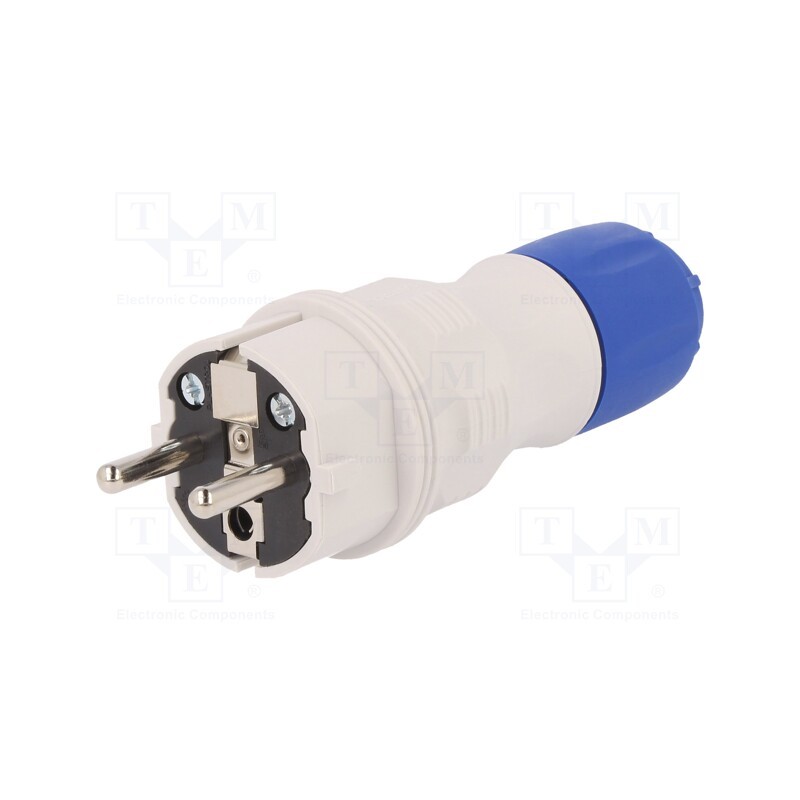1 pcs x PLASTROL - W-97976 - Connector: AC supply, male, plug, 2P+PE, 250VAC, 16A, for cable