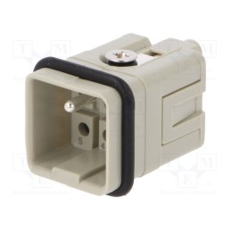 1 pcs x TE Connectivity - HQ-005-M - Connector: HDC, male, HQ, PIN: 6, 5+PE, size 1, w/o contacts, 16A