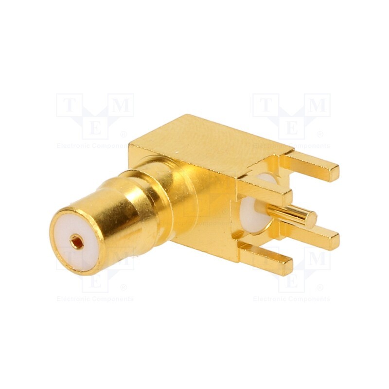 1 pcs x TE Connectivity - 1408337-1 - Socket, QMA, female, angled 90°, 50Ω, THT, on PCBs, PTFE