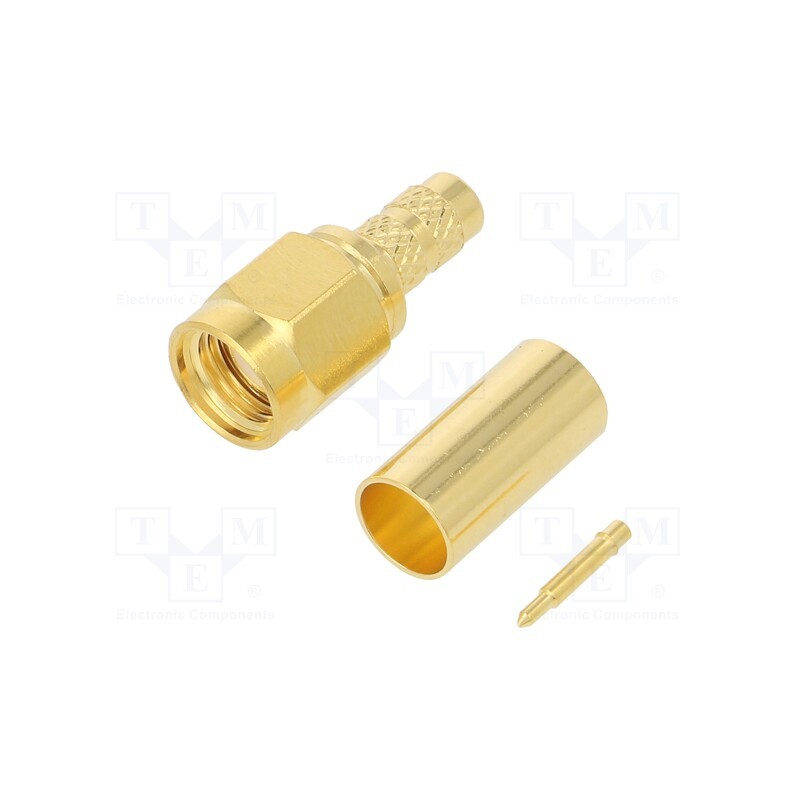 1 pcs x AMPHENOL RF - 132195 - Plug, SMA, male, straight, 50Ω, soldering,crimped, for cable, PTFE