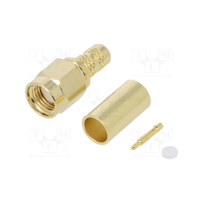 1 pcs x AMPHENOL RF - 132113 - Plug, SMA, male, straight, 50Ω, soldering,crimped, for cable, PTFE