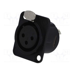 1 pcs x NEUTRIK - NC3FD-L-B-1 - Socket, XLR, female, PIN: 3, with push button, soldering, black, 16A