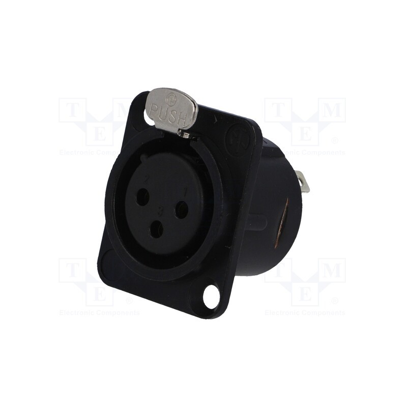 1 pcs x NEUTRIK - NC3FD-L-B-1 - Socket, XLR, female, PIN: 3, with push button, soldering, black, 16A